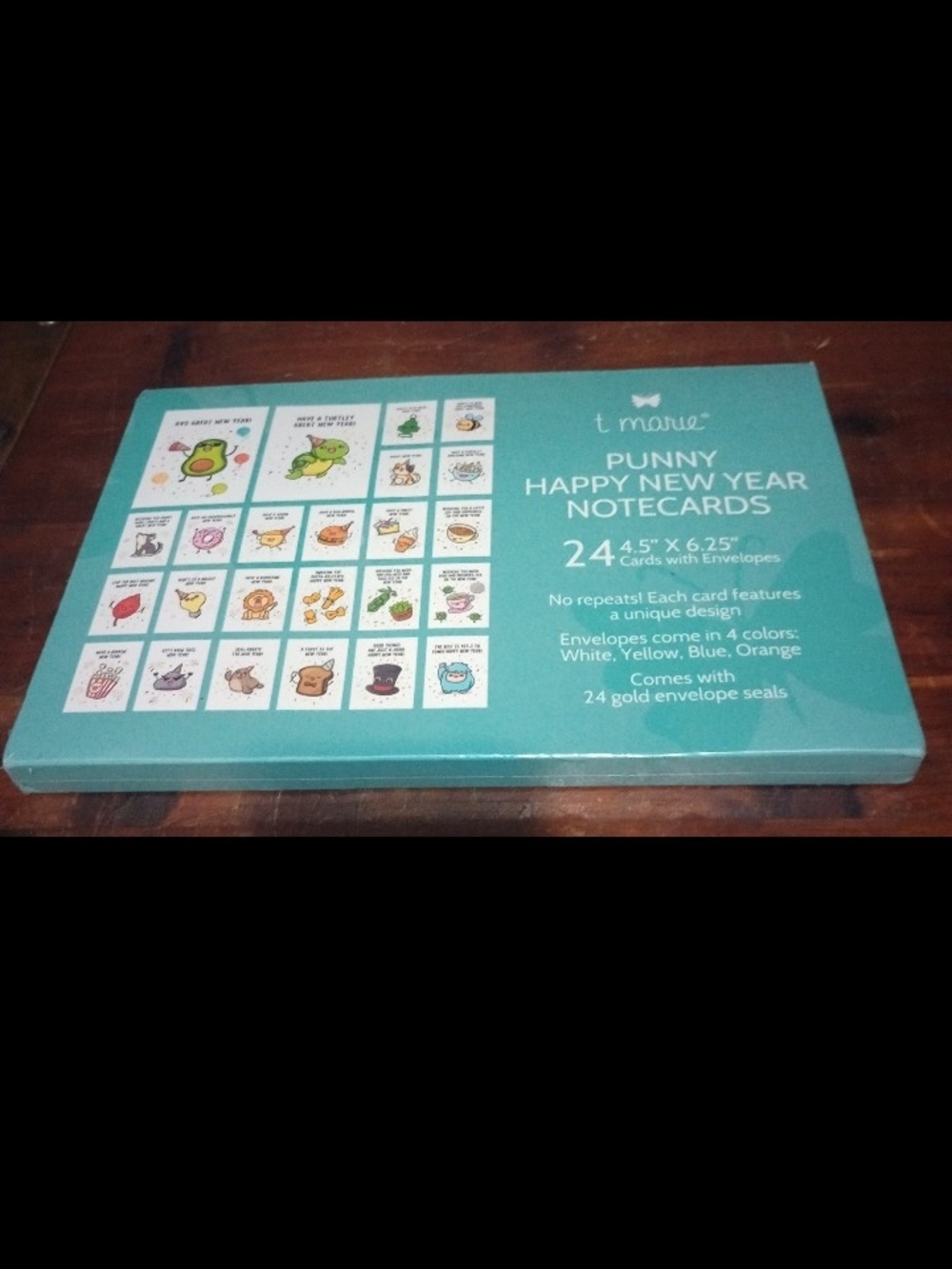 Teal 'Punny Happy New Year' Notecards - 24 Pack